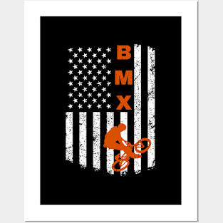 Bmx Bike Sport Usa American Flag For Motocross Biking Fan Posters and Art